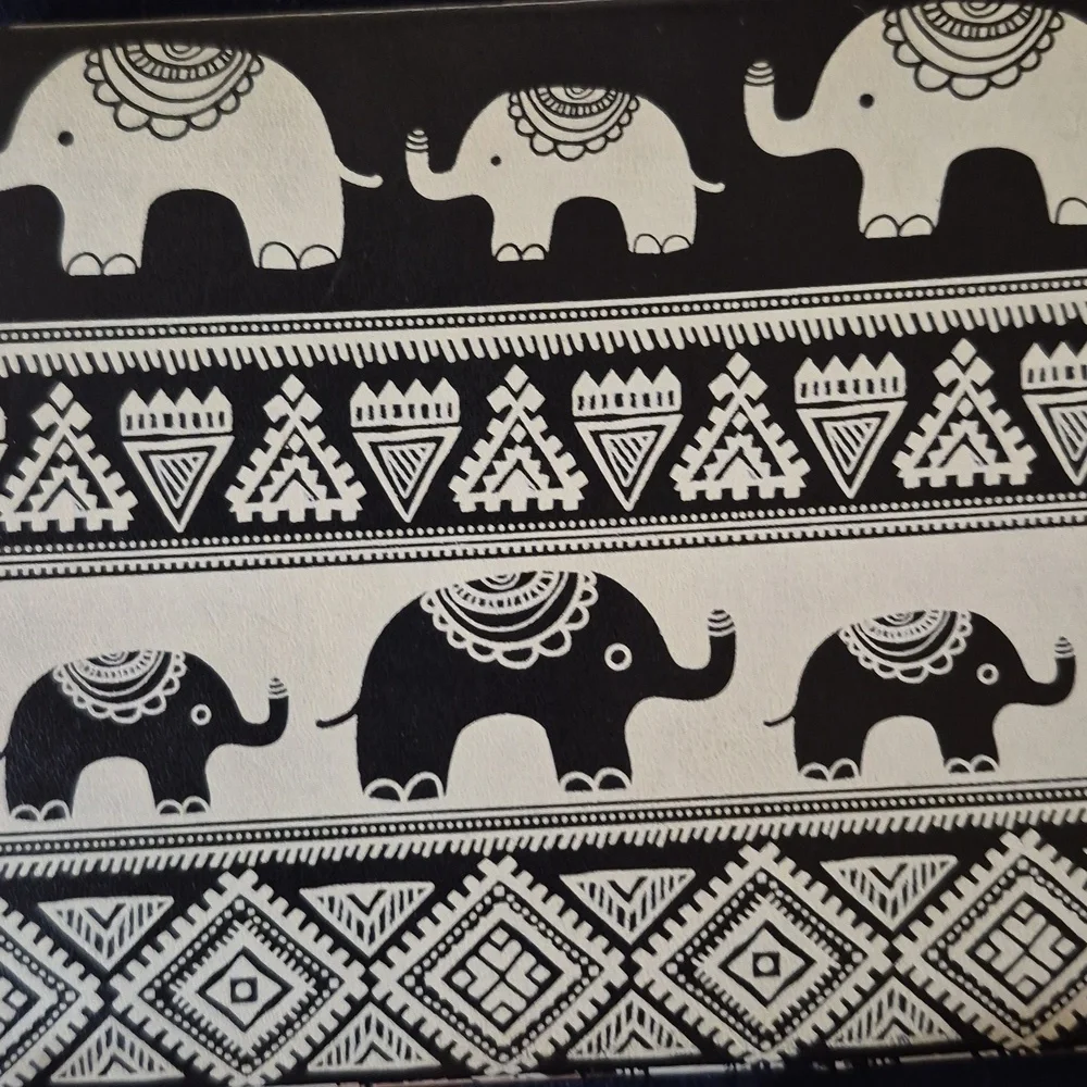 Boho Black N White Elephant Push Snap Open Wallet Clutch